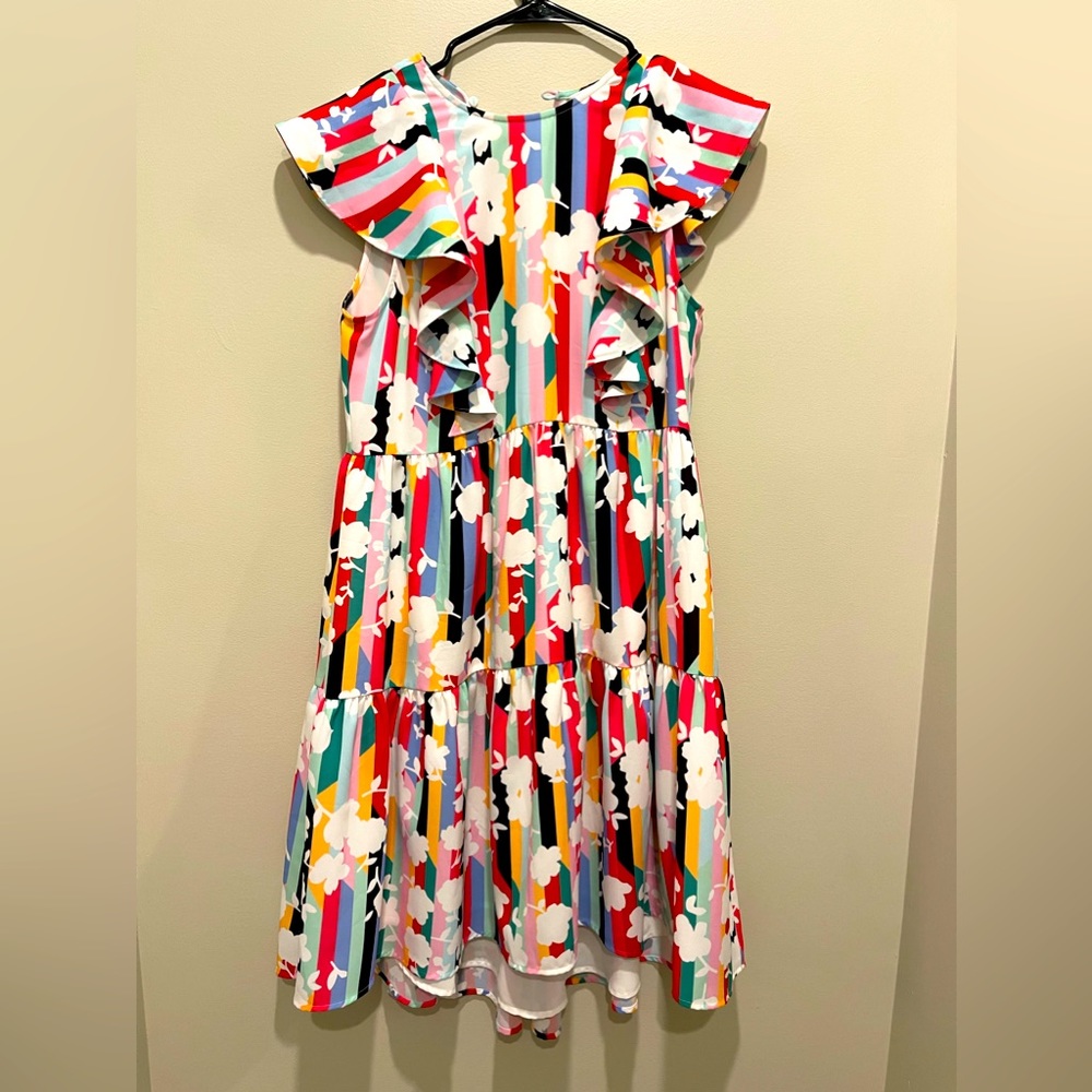 CROSBY by Mollie Burch Multicolor Striped Floral Midi Dress